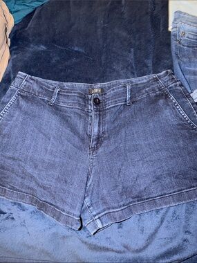 LOFT Dark Blue High-Rise Denim Shorts